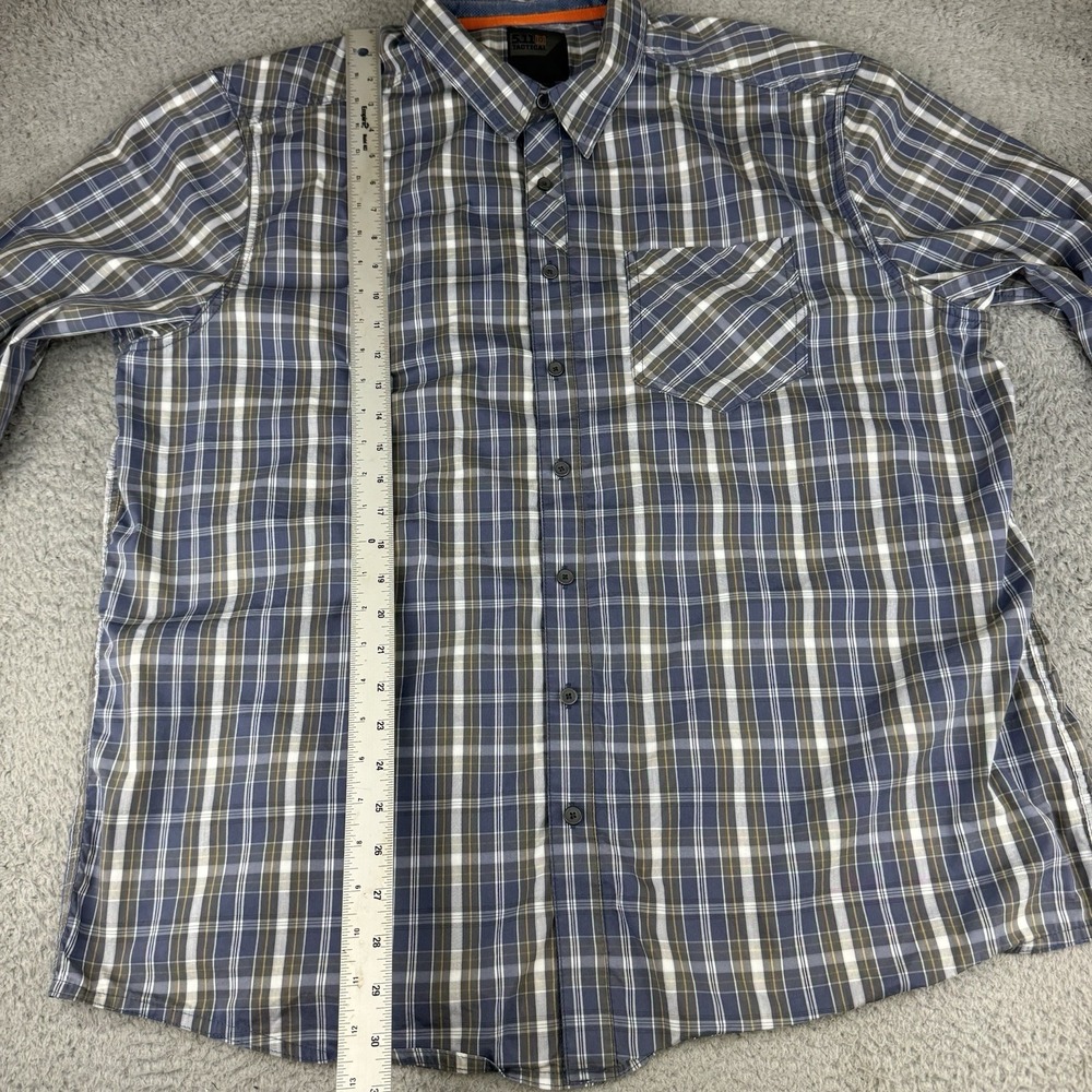 5.11 tactical Mens XL Button Up Long Sleeve Shirt Blue Plaid Pockets Workwear - Picture 6 of 10